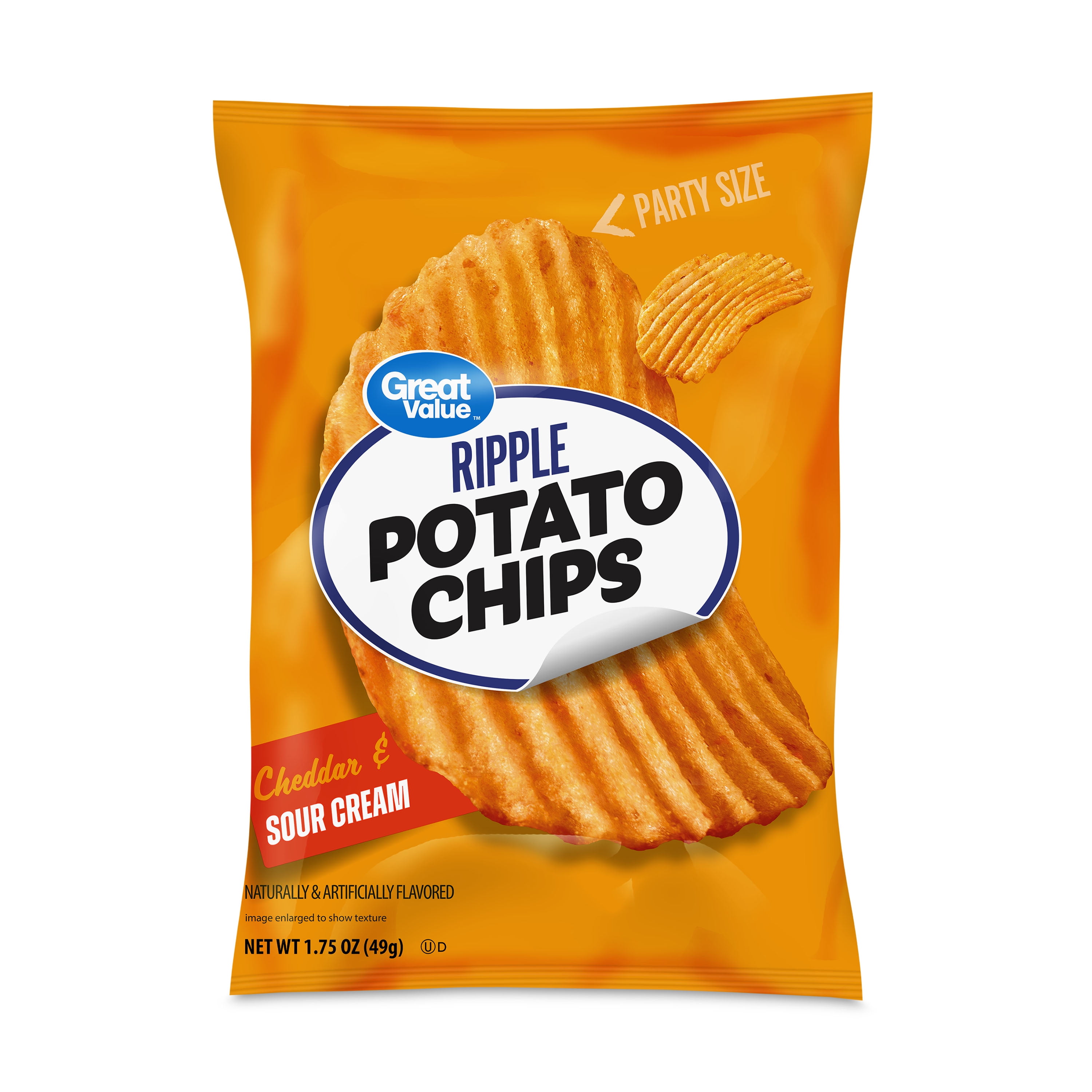 Great Value Cheddar Sour Cream Ripple Chips, 1.75 oz