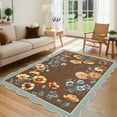 thumbnail image 2 of 9x12 ft Brown Floral Area Rug, Botanical Print, Washable, Non-Slip, Modern Polyester Living Room Bedroom, 2 of 8