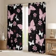 thumbnail image 3 of Feelyou Kawaii Pink Butterfly Black Out Curtains for Teen, Cartoon Cherry Blossoms Curtains Pack of 2 (42x63 Each), Tribal Mandala Style Bedroom Curtains, Living Room Curtains Decor, 3 of 7