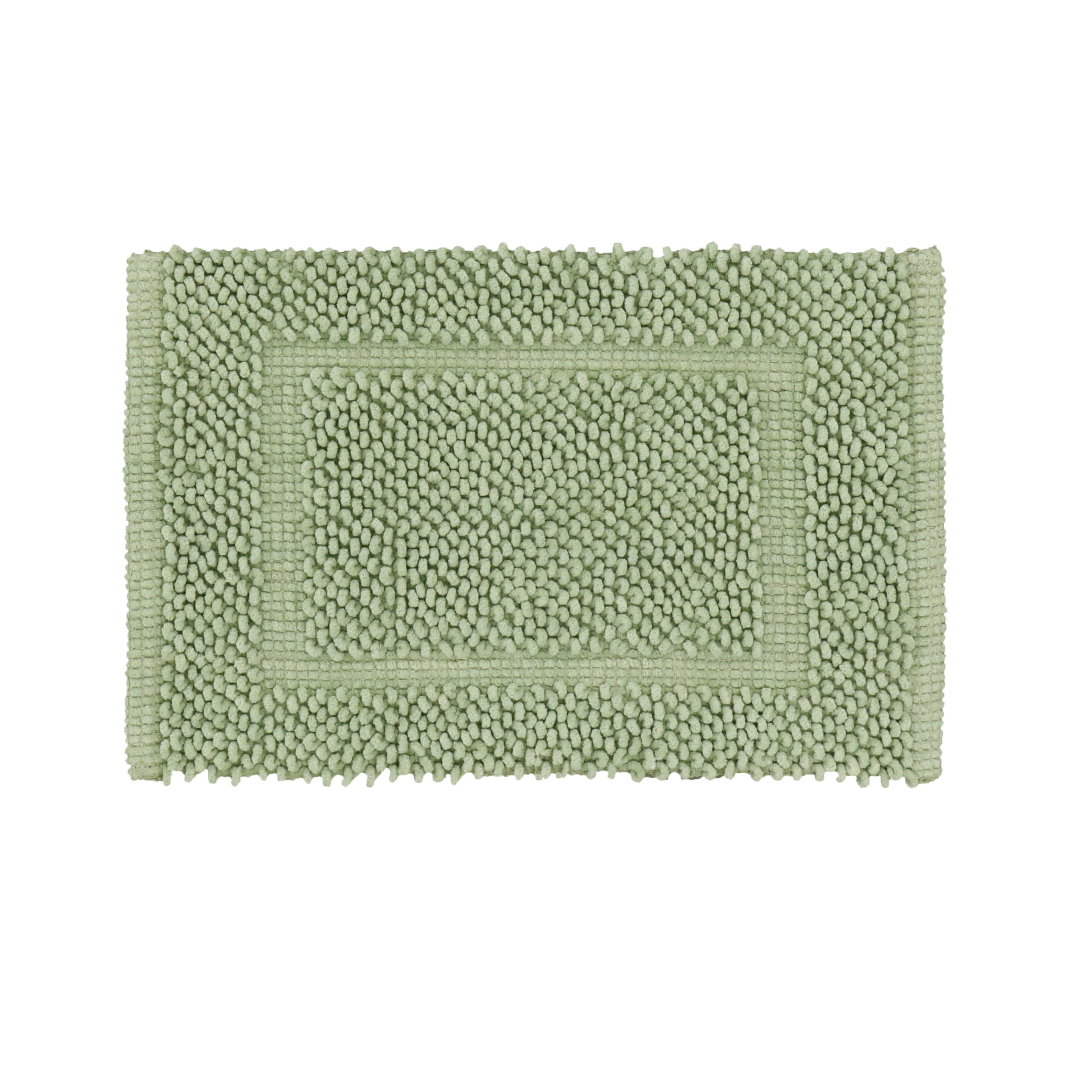 Jean Pierre New York Sophie Border 100% Cotton Bath Mat - Non-Slip Bath Rug - Sage Green - 17" x 24"