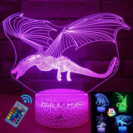

Dofanfy Christmas Kids Birthday Gift Dragon LED Table Desk Lamp 16 Color 3D Dinosaur LED Night Light