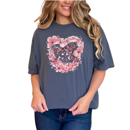 Mother and Child Art T-Shirt, Heartwarming Family Illustration Tee, Cute Floral Motherhood Gift, Mother's Day Shirt, Mom Daughter Design, Denim Comfort Colors T-Shirt, Small