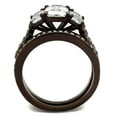 thumbnail image 3 of Womens Coffee Brown Ring Anillo Cafe Para Mujer Stainless Steel with AAA Grade CZ in Clear Avera, 3 of 4