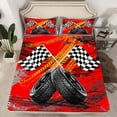thumbnail image 2 of Castle Fairy Boys Girls Geometric Checkered Flag Twin Sheet Sets,Racing Car Bedding, 2 of 7