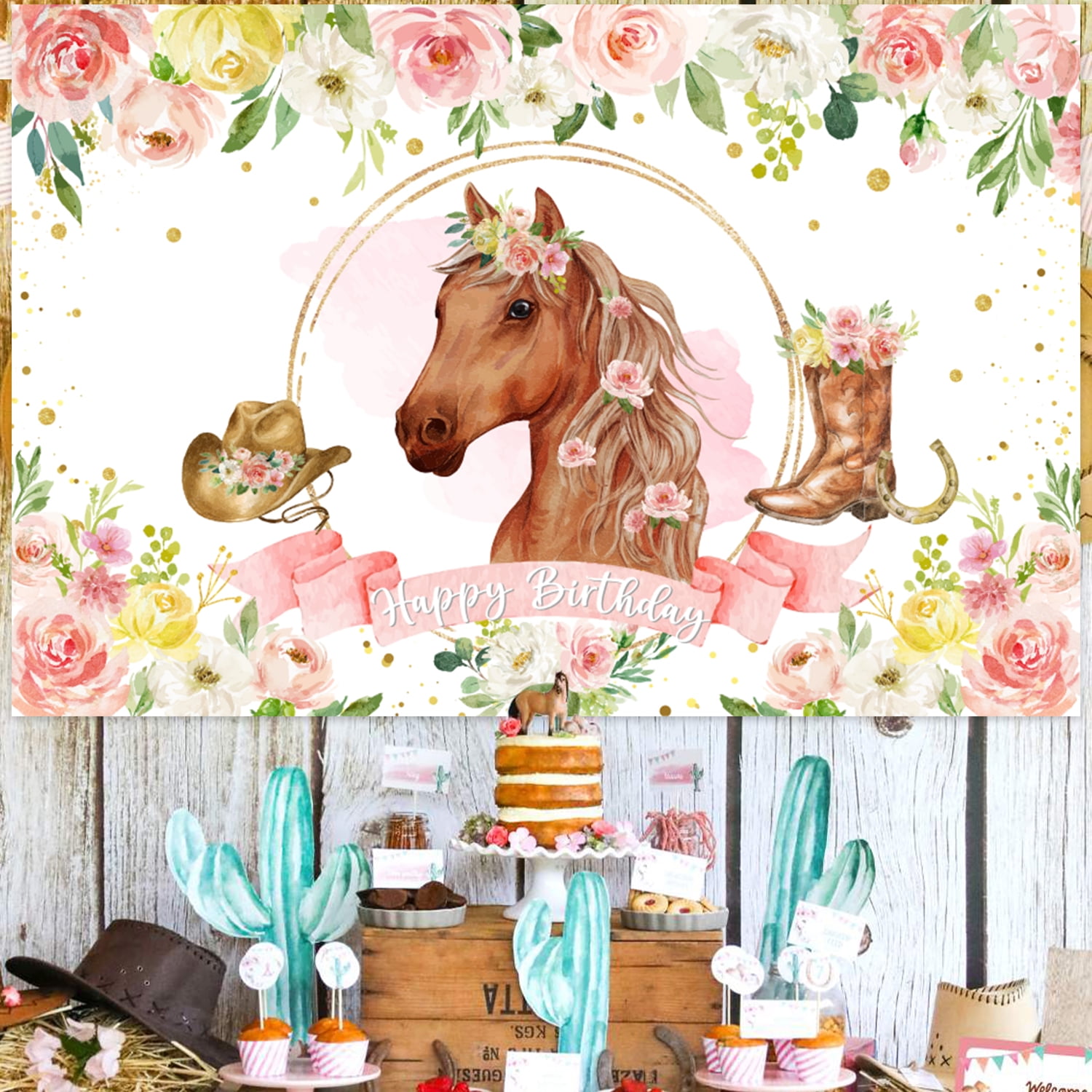Verjaardagskaart Cowboypaard: Afdrukbaar Westernontwerp ( - Nederland, image size:1500x1500