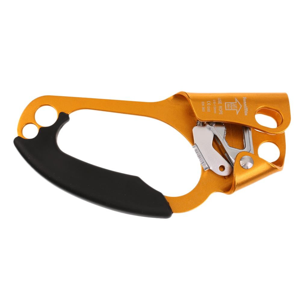 Dualoai Tree Rock Climbing Hand Ascender Riser 8-13mm Rope Clamp, Gold Right Hand