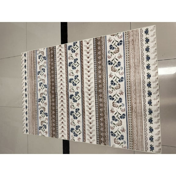 Yesfashion Carpets Area Rugs Washable Velvet (1200Gsm) Pearl Velvet Cotton Tpr Washed Folding Backing Carpet-Flowers-Linjiangxian Rice dumplings 5*7ft