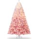 thumbnail image 1 of 7.5 ft pre-lit snow flocked artificial christmas tree con 450 warm blanca LED lights, 1180 branch tips, y metal stand para indoor/outdoor xmas decoration (gradient rosa), 1 of 8