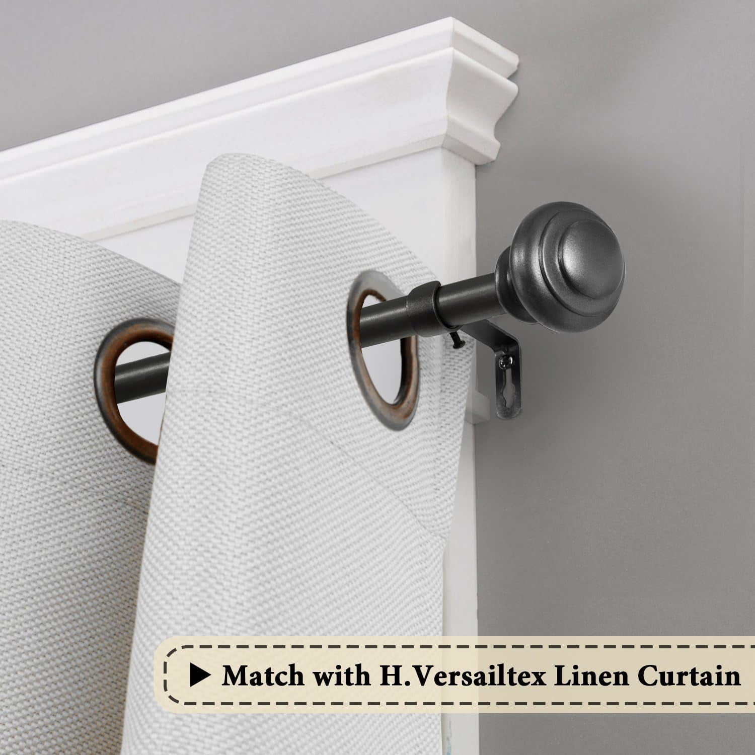 H.VERSAILTEX Window Curtain Rod Set 48 - 84" 3/4 Inch Diameter Small Curtain Rod Set with Pewter Finishing