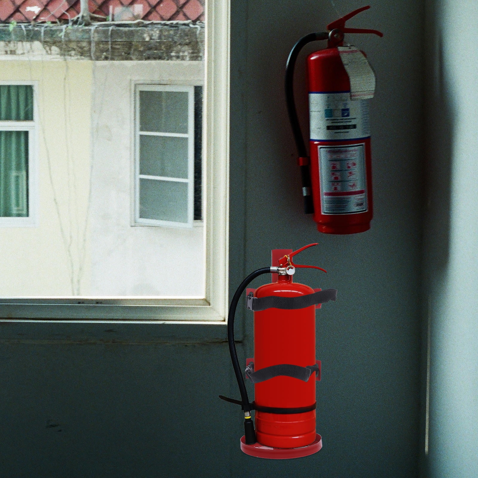 Pawsdot 1Pc Iron Fire Extinguisher Holder Wall Mount Durable Red Fire Extinguisher Bracket