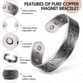 thumbnail image 3 of Pulsera magnética de cobre para hombres y mujeres, brazalete de cobre macizo con 6 imanes, pulsera de energía con imán de cobre rojo, tamaño ajustable con terciopelo, 3 of 5