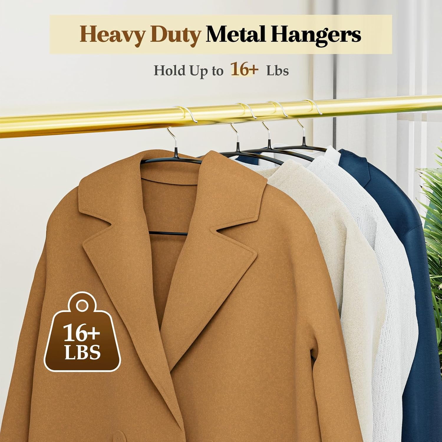 UEAKPIC PVC Coating Clothes Hangers 20 Pack, 16.5 inch Non Slip Metal Sweater Hanger, for Suit, Dress, Jacket, Pant, Shirt
