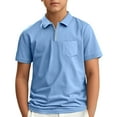 thumbnail image 1 of Sunnyoo Grand Garçon Polo d'Été Décontracté à Fermeture Éclair Col Rabattu Manches Courtes T-Shirt, 1 of 3