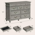 thumbnail image 2 of 47 in Wide Farmhouse 9 Drawer Dresser,Grey Chest of Drawers for Bedroom and Living Room Organization, Wood Dresser with Ample Storage Space and Rustic Charm, Natural Texture,Grey, 2 of 8