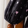 thumbnail image 6 of Qingpeng Girls Heart Print Dress Long Sleeve Bow Ruffle Collar for Girls Kids Casual Outfit, 6 of 9