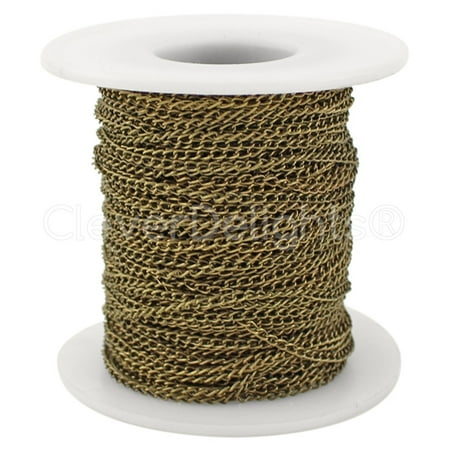 30 Foot Bronze - CleverDelights Curb Chain Spool - 2x3mm Link - Antique Bronze Color - 30 Feet