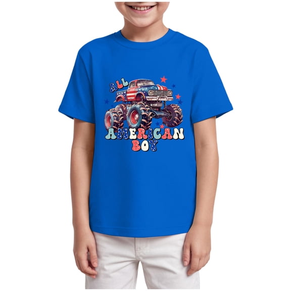 TOWED22 Boys T Shirts Kids Short Sleeve Shirt Crewneck Summer Basic Tee Tops 5-14 Years(Blue,13-14 Y)