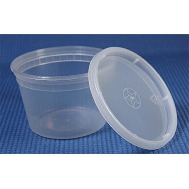 WY Industries 50SETS16OZ Plastic Soup Food Containers With Lids, 16 oz.