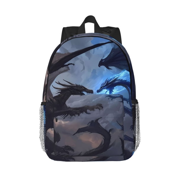 Easygdp Black And Blue Lightning Dragon Mochila Ligera de 15 Pulgadas para Estudiantes, Mochila Cómoda para la Escuela y Viajes, Correas Ajustables