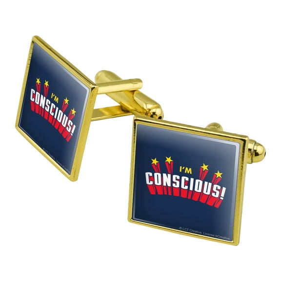 I'm Conscious Funny Humor Square Cufflink Set - Silver or Gold