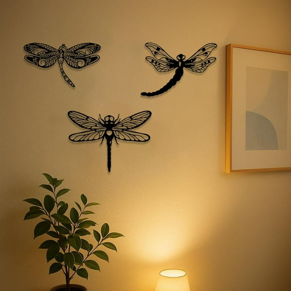 3D Dragonfly Metal Metal Wall Art - Laser-Cut Nature Decor for Patio & Bedroom