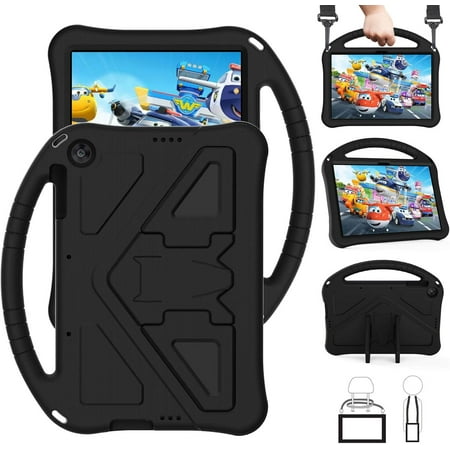 Kids Case for Huawei MediaPad T3 10, Light Weight Shock Proof Protective with Convertible Handle Stand Shoulder Strap Kids Case for Huawei MediaPad T3 10 9.6 Inch, Black