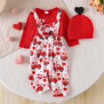 thumbnail image 6 of Tiijoy Baby Girls Valentine's Day Cotton Long Sleeve Romper Overalls Hat Outfits, Sizes 12-18M, 6 of 8