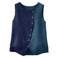 thumbnail image 3 of Women Spring Summer Color Block Cotton Linen Vest Casual Comfortable Top, 3 of 9