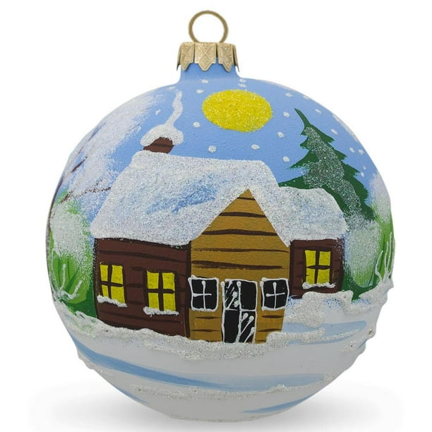 Bestpysanky Winter Village Forest Scene Glass Ball Christmas Ornament 4 Inches Walmart Com Walmart Com