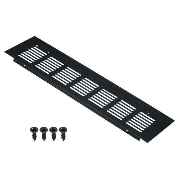 Uxcell 12"x3" Rectangle Air Vent Cover Door Grille Ventilation Cover Louvered with Screws for Cabinet Black