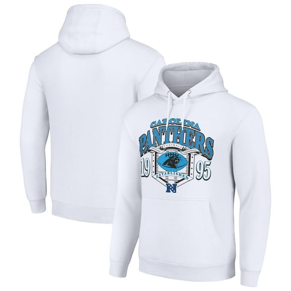 Men's Starter White Carolina Panthers 80s Retro Pullover Hoodie