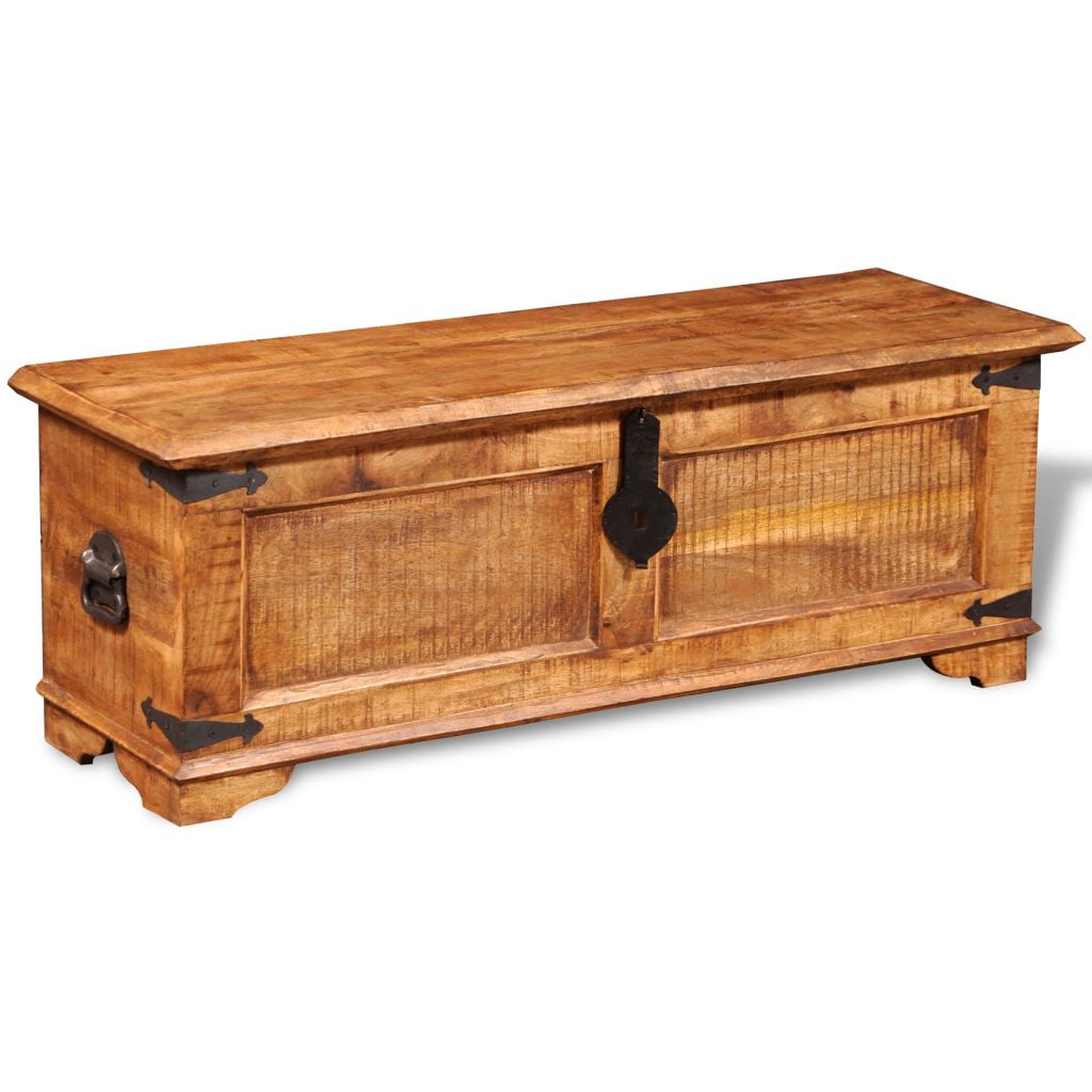 Kepooman Rustic Solid Mango Wood Storage Chest for Living Room, Brown Kepooman Rustic Solid Mango Wood Storage Chest for Living Room, Brown