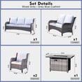thumbnail image 4 of Ovios 5 Pieces Outdoor Patio Furniture with Rectangle Fire Pit Table Wicker Patio Sectional Sofa with Loveseat for Backyard, 4 of 5