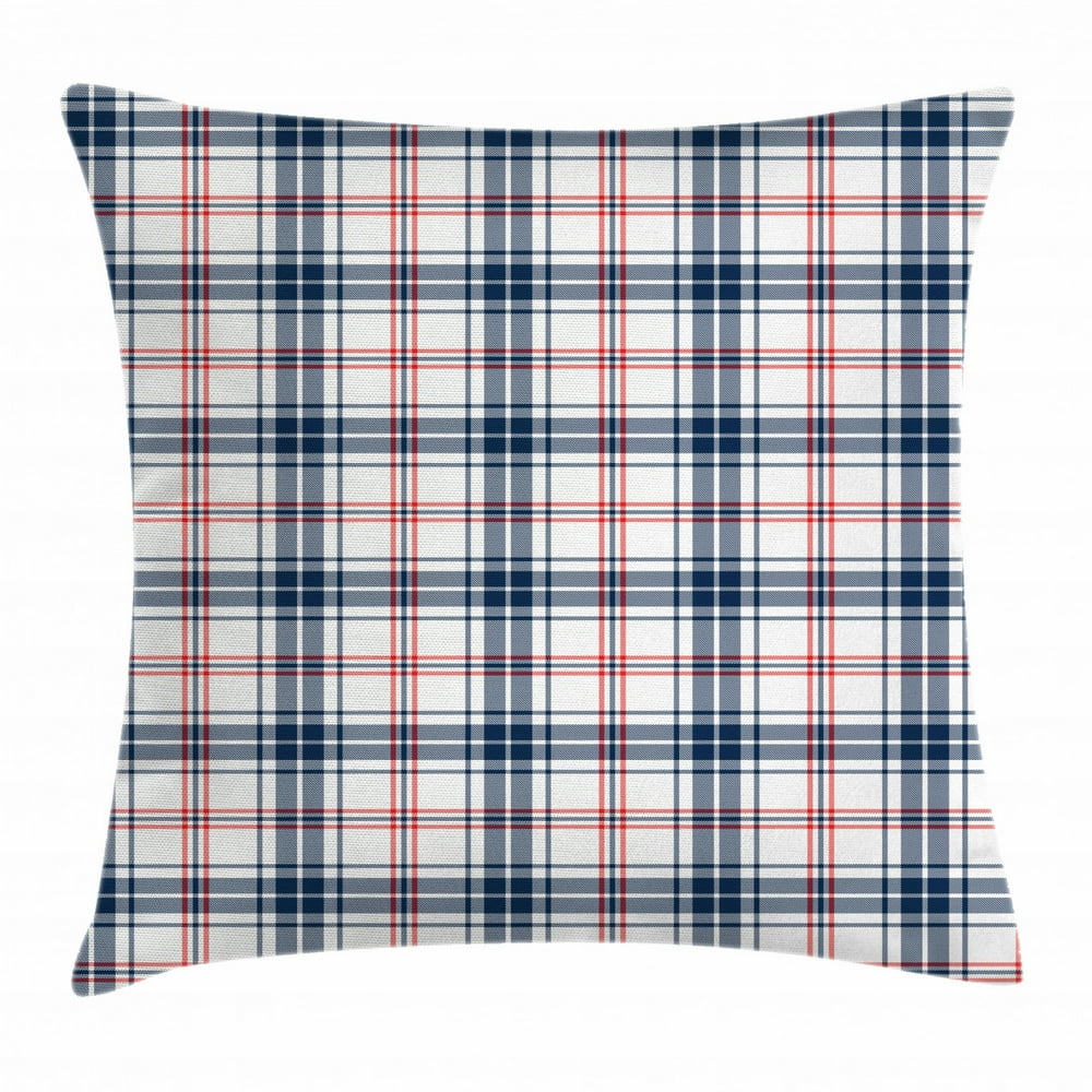Plaid Throw Pillow Cushion Cover, Traditional Checkered British Country Pattern with Geometric