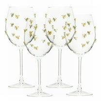 10 Strawberry Street Gold Bow Glassware, Red Wine, Set of 4