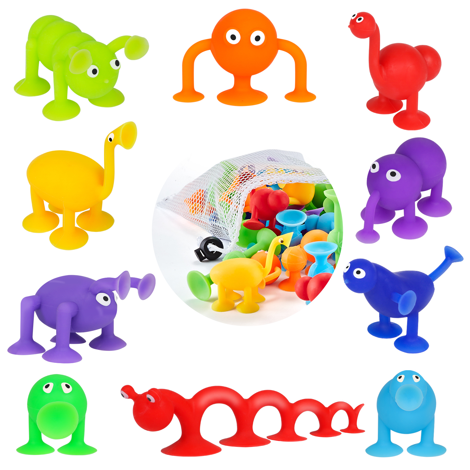 Suction Toys for Baby,Bath Toys for Kids Ages 48,10 PCS Toddler Stress