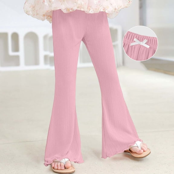 ATOGUTA Girls Pants Elastic Waist Jogger Sweatpants Kids Teens Running Athletic Pants with Pockets Size 0-12, Pink