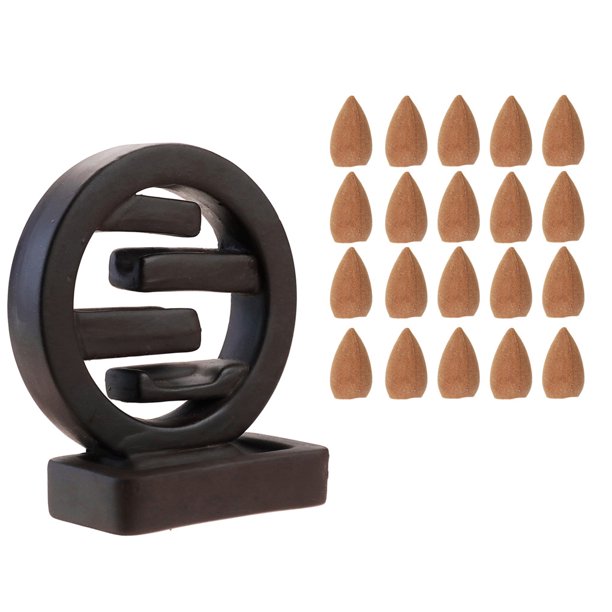 Naiovety Conos de cerámica de porcelana de reflujo redondo, juego de soporte para quemador de incienso, regalo de decoración para el hogar y la Oficina Suministros de cerámica y alfarería Naiovety GJ4581-00B