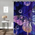 thumbnail image 2 of JEUXUS Chic Modern Bathroom Decor Purple Butterfly Super Soft Micro Fuzzy Shower Curtain White, 2 of 7
