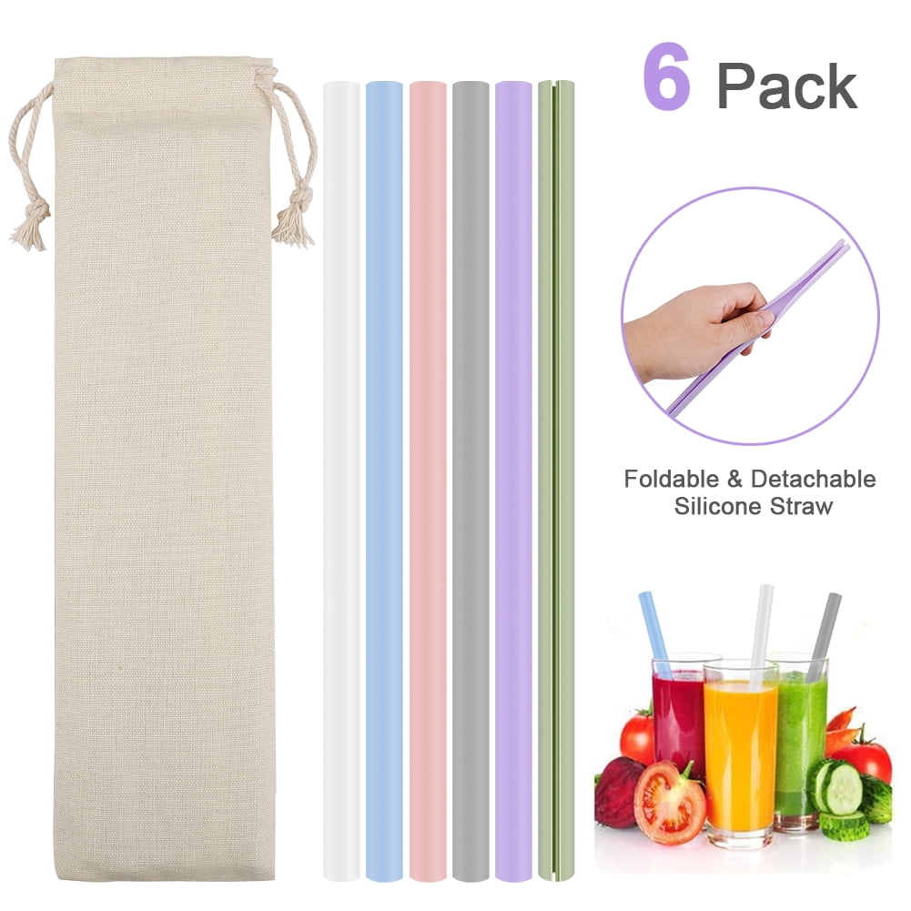 Reusable Silicone Drinking Straws Detachable Removable Folding Flexible Straw 