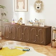 thumbnail image 6 of Wirrytor Fluted Sideboard Cabinet with Storage and Adjustable Shelves, Buffet Cabinet with Storage Cabinet, Fluted Carved Kitchen Cabinet, Dining Living Room Walnut, 6 of 8
