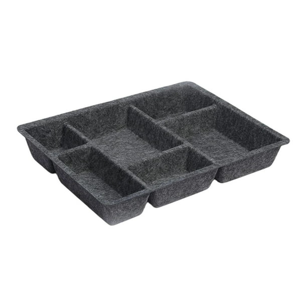 Organizador de cajones de fieltro, bandeja de almacenamiento, soporte multifuncional con 6 rejillas separadoras Gris oscuro