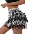 thumbnail image 4 of Jupe Ventre pour Femmes Jupe Mini à Franges Pailletées avec Sangles de Taille Réglables pour Danse Performance Rave Party, 4 of 8