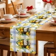 thumbnail image 5 of Lemon Basket Summer Table Runner 90 Inches, Eucalyptus Blue Yellow Plaid Bed Runner Dresser Scarves Tabletop for Indoor Outdoor Parties/Ceremony/Banquet, 13" x 90", 5 of 9