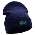 thumbnail image 4 of Golf Cup and Greens Embroidered 12 inch Acrylic Cuffed Long Beanie - Navy OSFM, 4 of 5