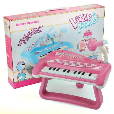 Musical Toy Set Electronic Grand Piano Keyboard With Microphone And Lights For Pretend Play And Educational Development (Pink)