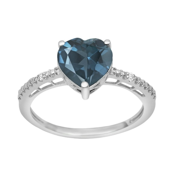 8 MM Heart Shape Swiss Blue Topaz 925 Sterling Silver Solitaire Valentines Day Gifts Ring