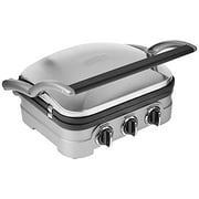 Cuisinart GR-4NP1 5-in-1 Griddler Brushed Stainless, 13.5"(L) x 11.5"(W) x 7.12"(H), Silver With Silver/Black Dials