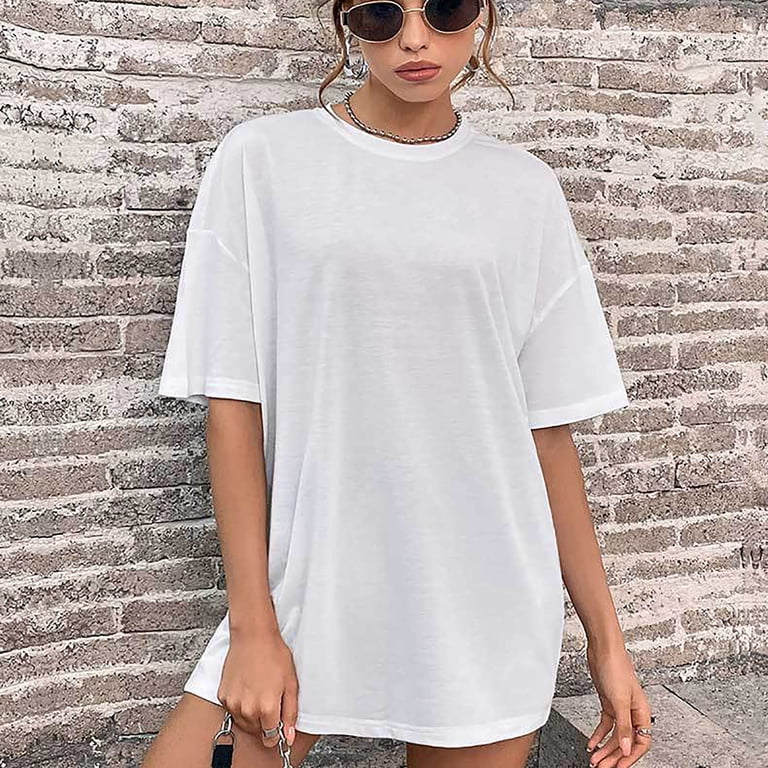 Oversized T Shirt Dress for Women Casual Loose Fit Short Sleeve Tunic Mini  Dress Summer Lounge Comfy Outfit