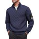 thumbnail image 1 of Ceisia Men's Regular-Fit Stand-Collar Half-Zip Checkered Texture Hoodless Sweatshirt Gift, 1 of 8